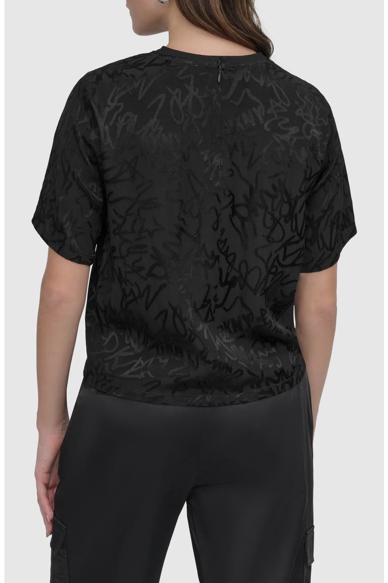 Scribble Logo Jacquard Top, Alternate, color, BLACK