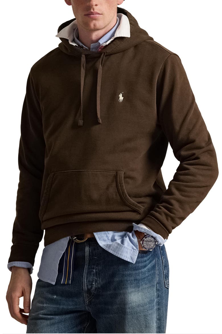 Loopback Cotton Fleece Hoodie, Main, color, DARK BEECH
