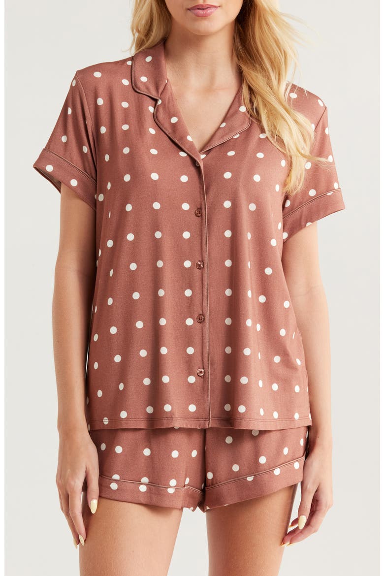 Moonlight Eco Short Pajamas, Main, color, BROWN SHARI DOT