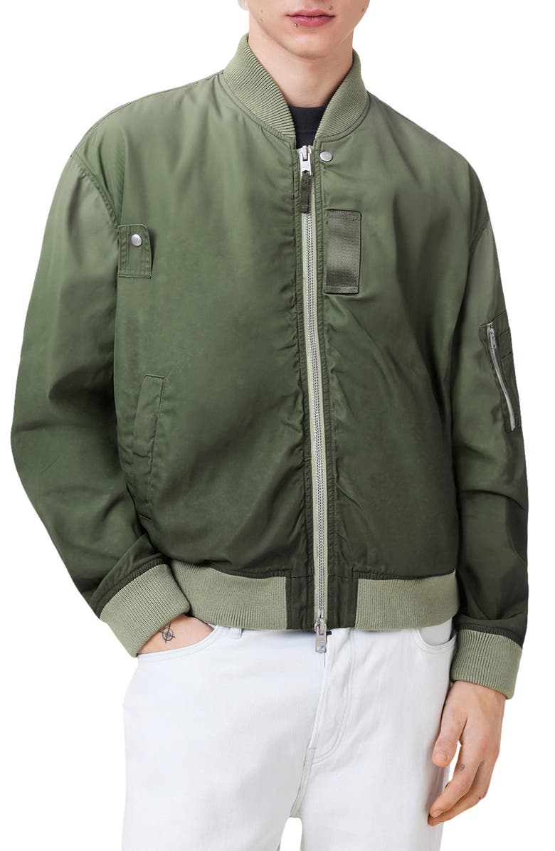 AllSaints Cascade Bomber Jacket, Main, color, Island Green