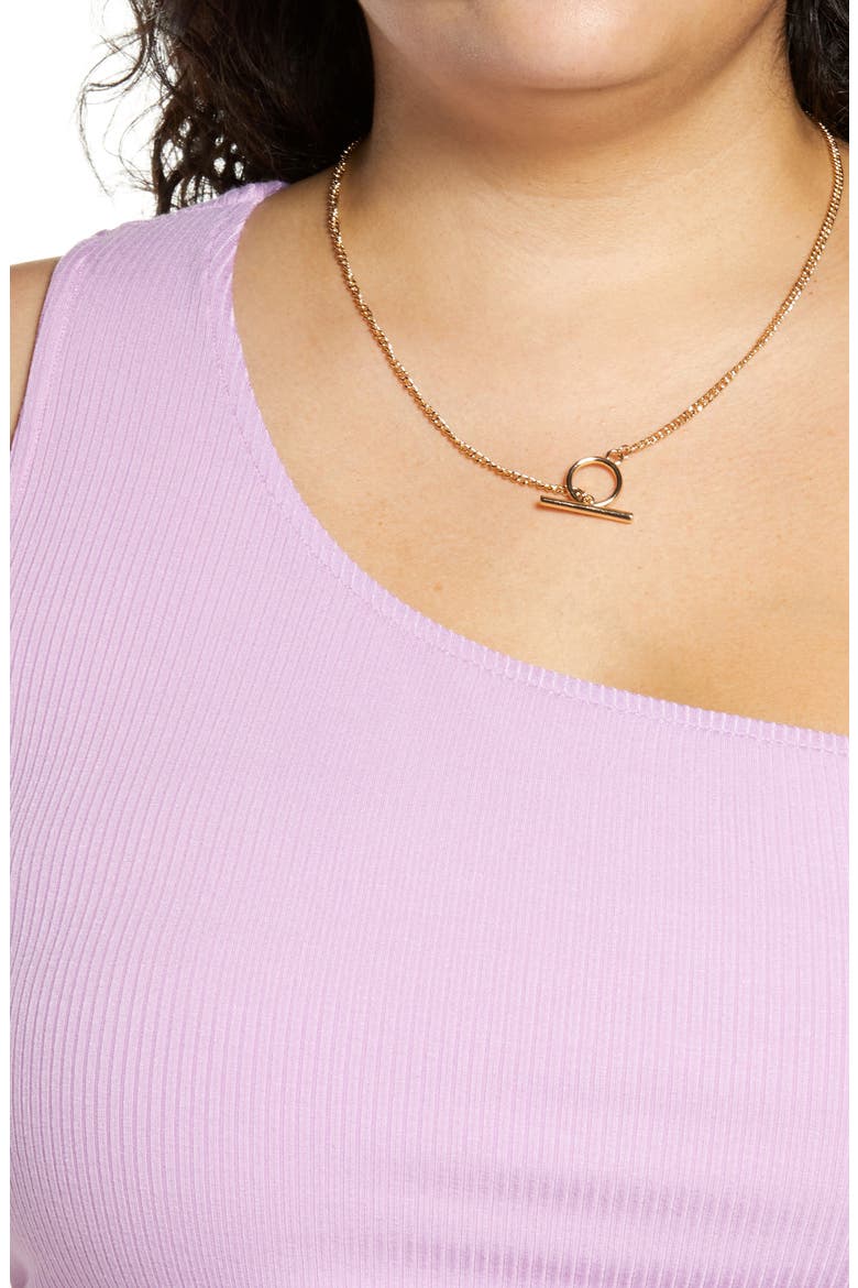 One-Shoulder Rib Tank Top, Alternate, color, PURPLE TULIP