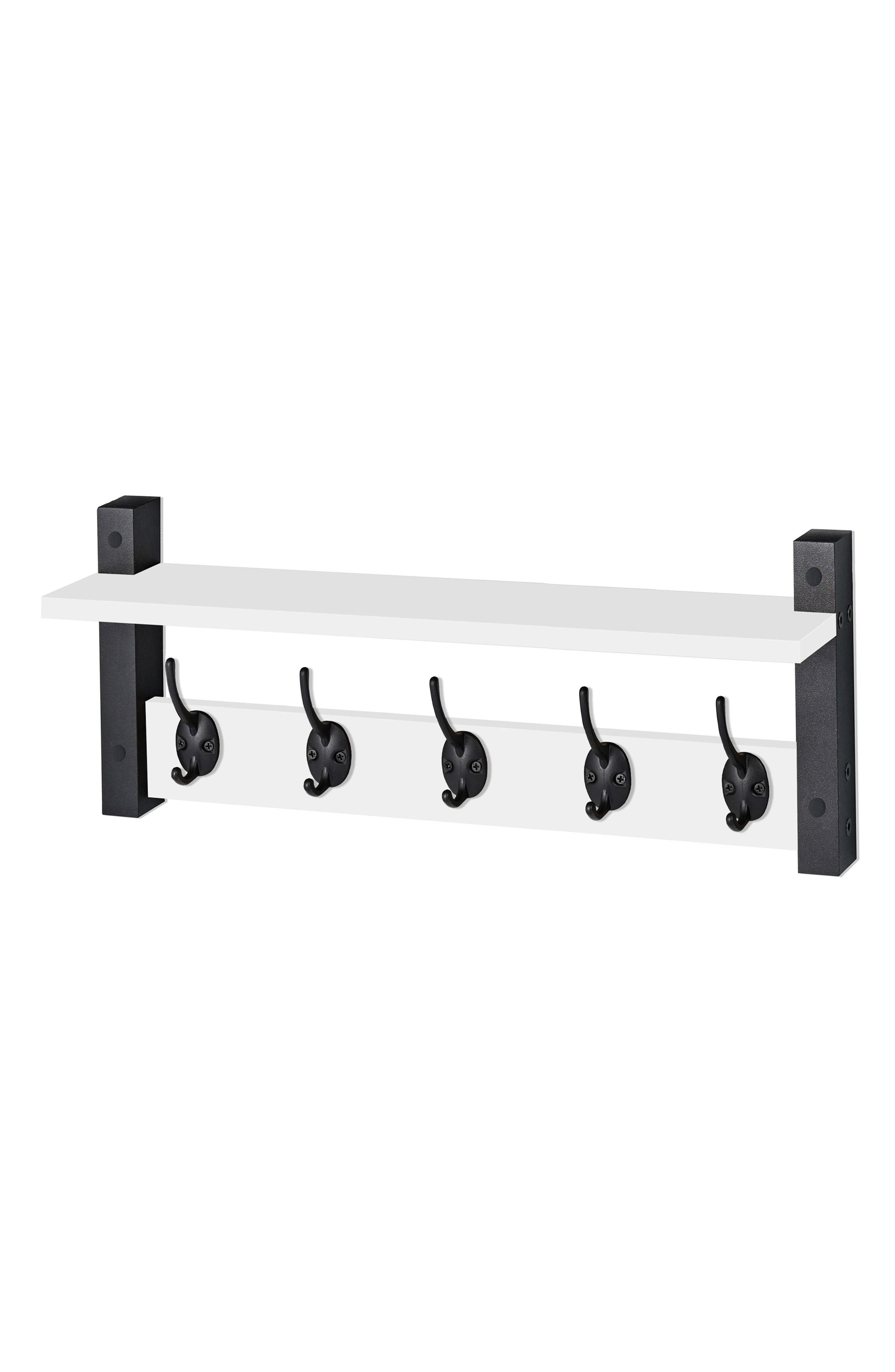 24-Inch Floating Wall Shelf with Hooks