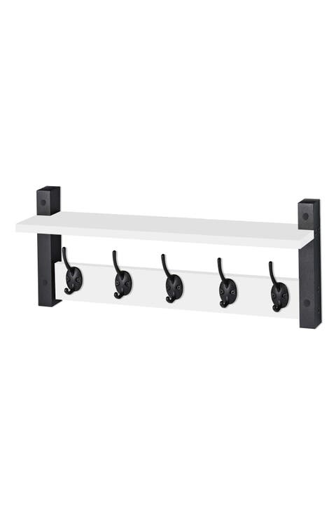 24-Inch Floating Wall Shelf with Hooks