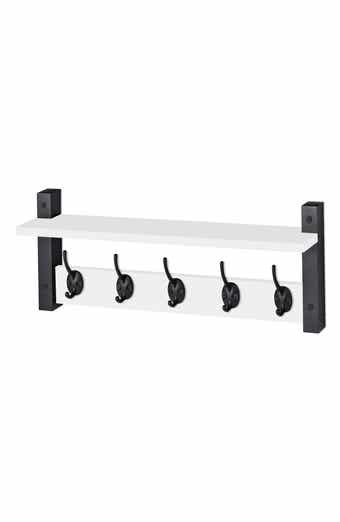 24-Inch Floating Wall Shelf with Hooks
