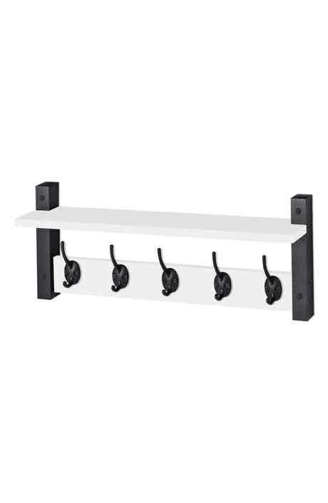 24-Inch Floating Wall Shelf with Hooks