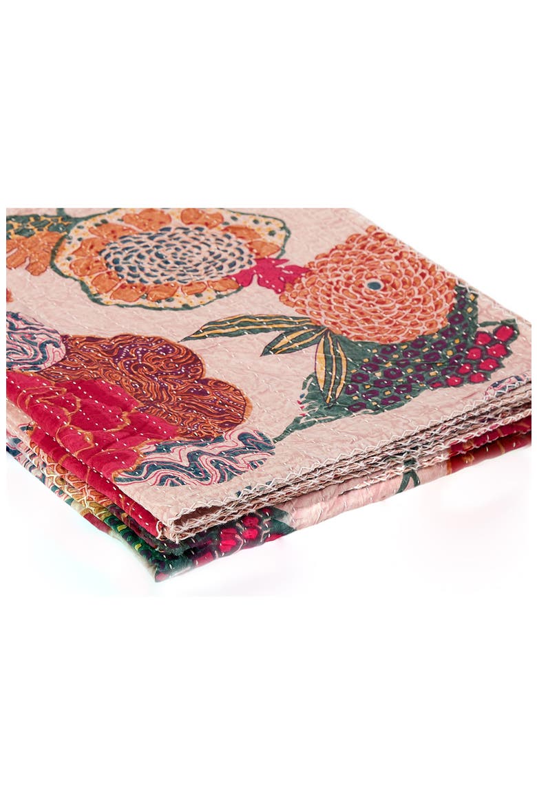 Vintage Cotton Kantha Throw Blanket, Alternate, color, MULTI PALE PINK FLORAL