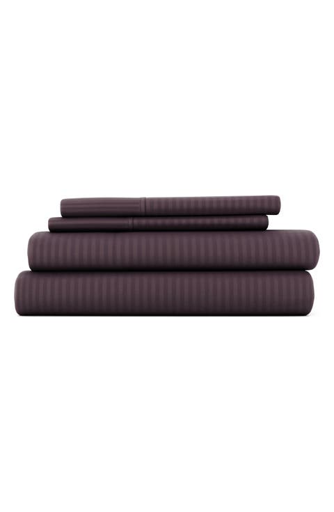 HOME SPUN Premium Ultra Soft Striped 4-Piece Bed Sheet Set