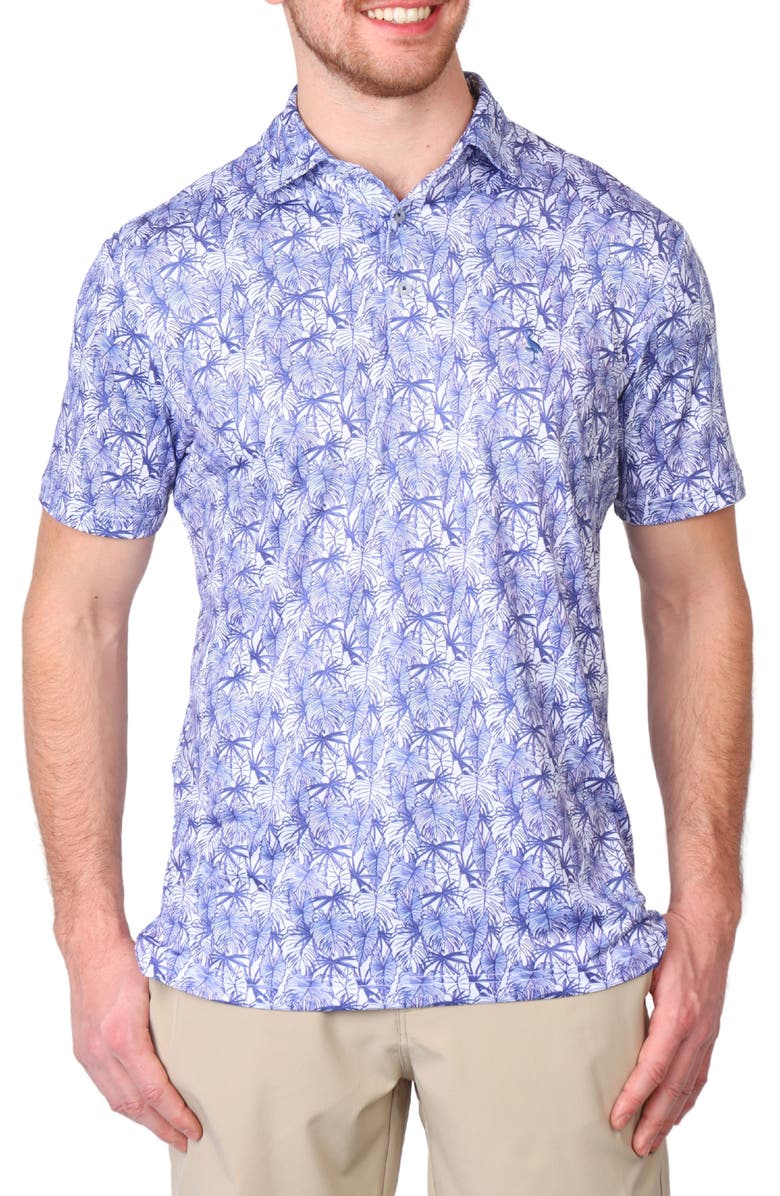TailorByrd Outlined Leaves Performance Polo, Main, color, Navy