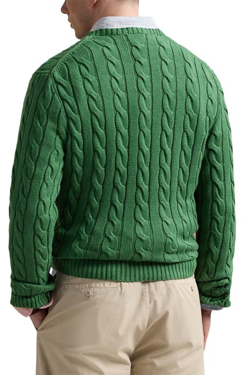 Polo Ralph Lauren Cable Knit Cotton Crewneck Sweater In Green
