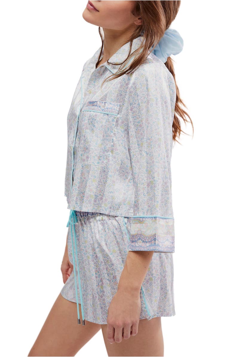 Free People FP Satin Short Pajamas, Alternate, color, Ivory Combo