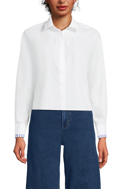 Lands' End Easy Care Shirt With Removable Bow In White