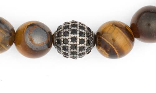 American Exchange Set Of 2 Stone Beaded Bracelets In Silver/brown