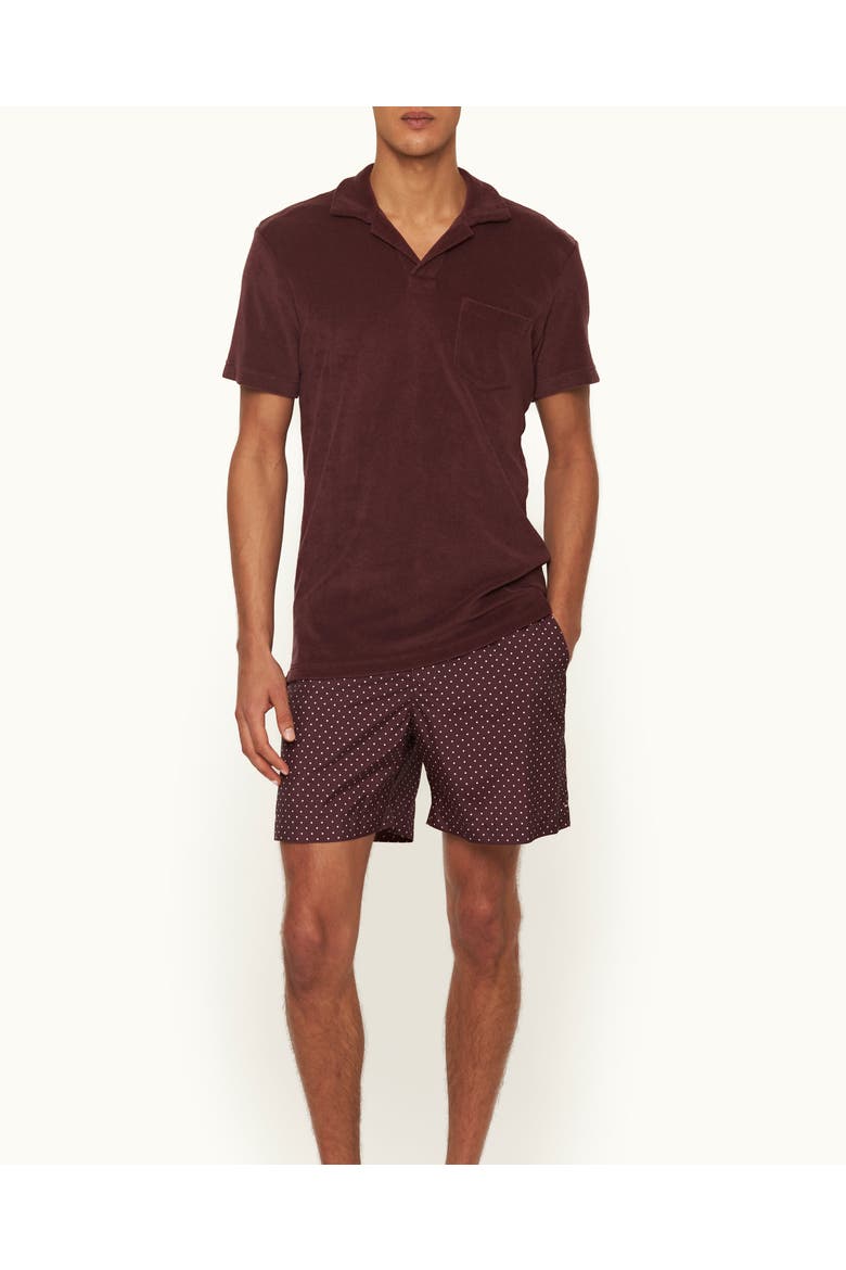 Terry Towelling Tailored Fit Towelling Polo Shirt, Main, color, DAMSON