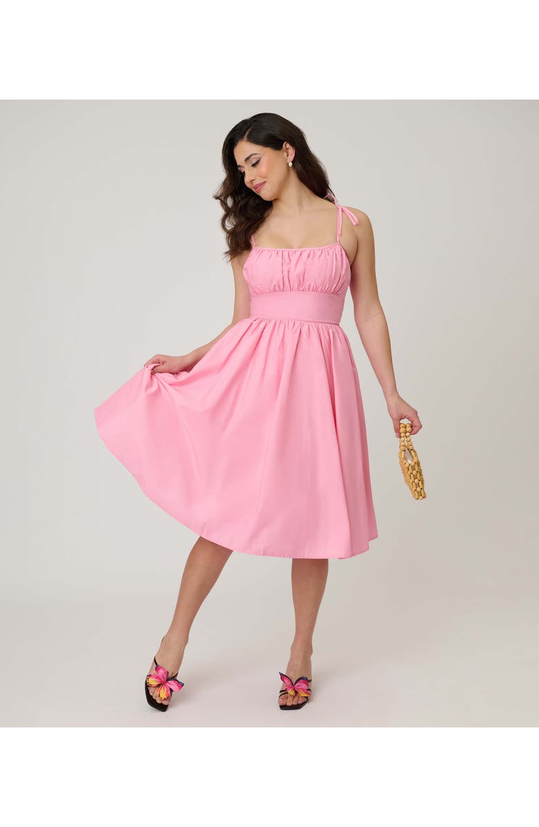 Unique Vintage 1950s Cotton Swing Dress, Alternate, color, Rose Pink Solid