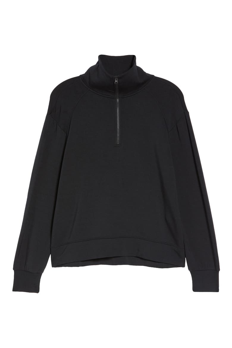Peaceful Half Zip Fleece Pullover, Alternate, color, BLACK