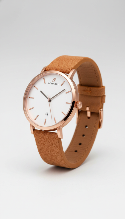 Lucky Me Genuine Suede Leather Strap Watch, 40MM