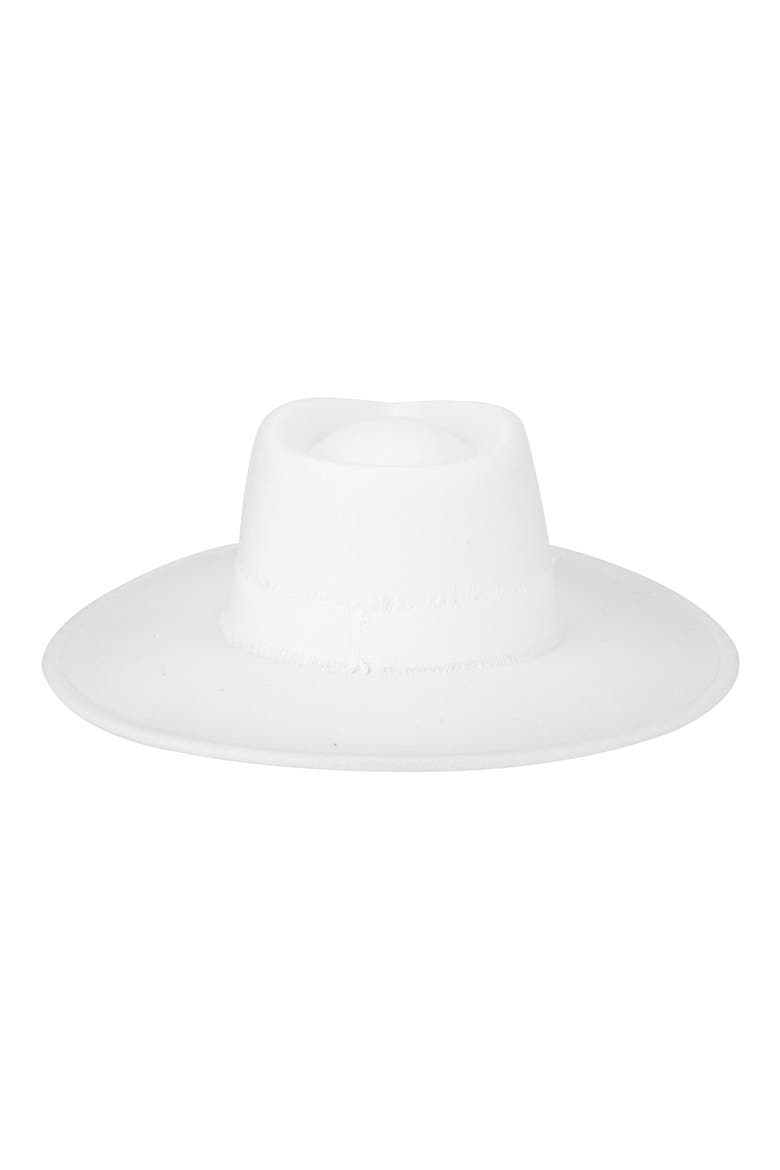 Ribbon Trim Felt Fedora, Main, color, WHITE