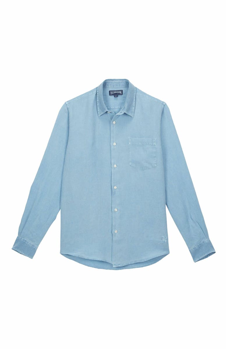 Vilebrequin Men's Solid Linen Mineral Dye Shirt, Main, color, 