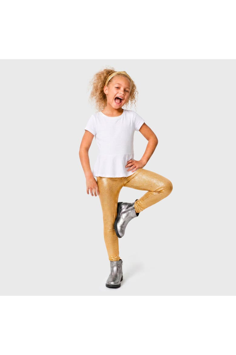 Girls Novelty Stretch Leggings, Main, color, Gold Sparkly Shimmer