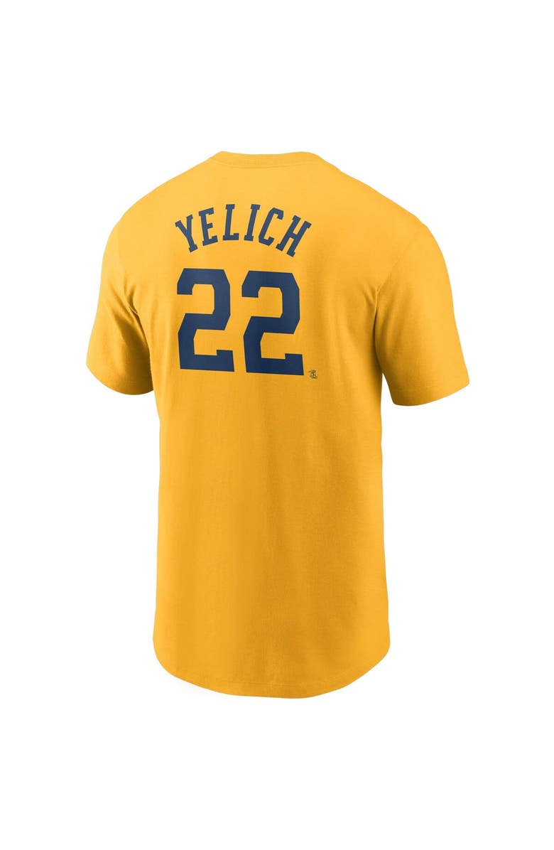 Nike Men's Nike Christian Yelich Gold Milwaukee Brewers Name & Number T-Shirt, Alternate, color, Gold