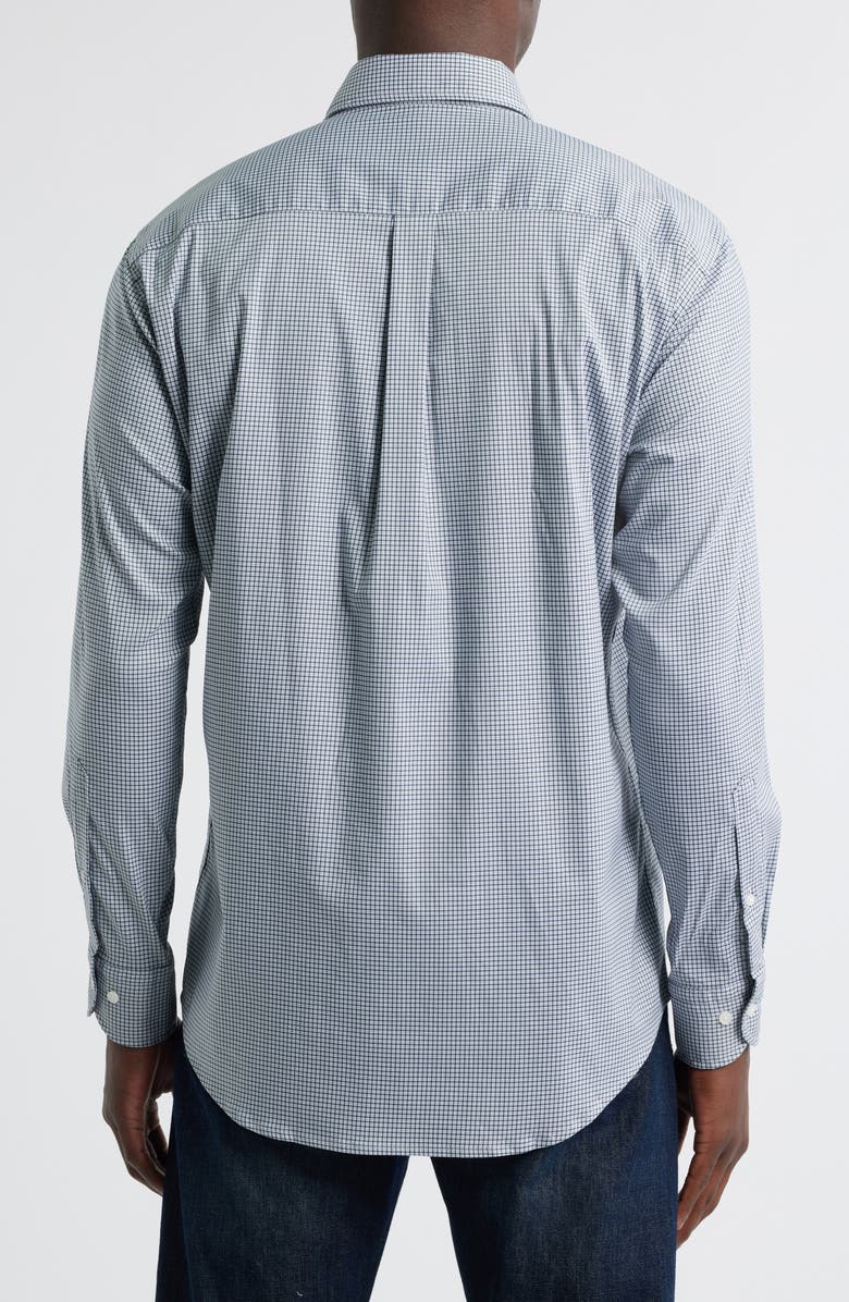 Peter Millar Jackson Crown Lite Microcheck Performance Twill Button-Up Shirt, Alternate, color, Deep Verdant