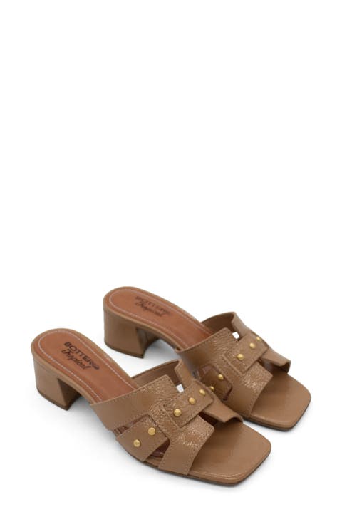 Studded Leather Slide Sandal (Women)