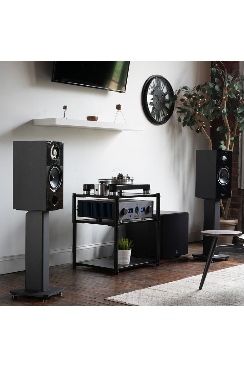 SX22 22" Tall Fillable Speaker Stands with Isolation Feet - Pair, Alternate, color, Black