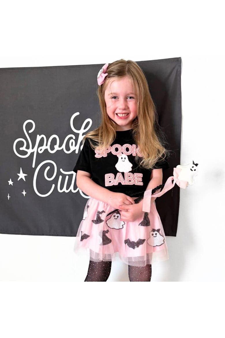 Spooky Babe Patch Halloween Short Sleeve T-Shirt, Alternate, color, Black