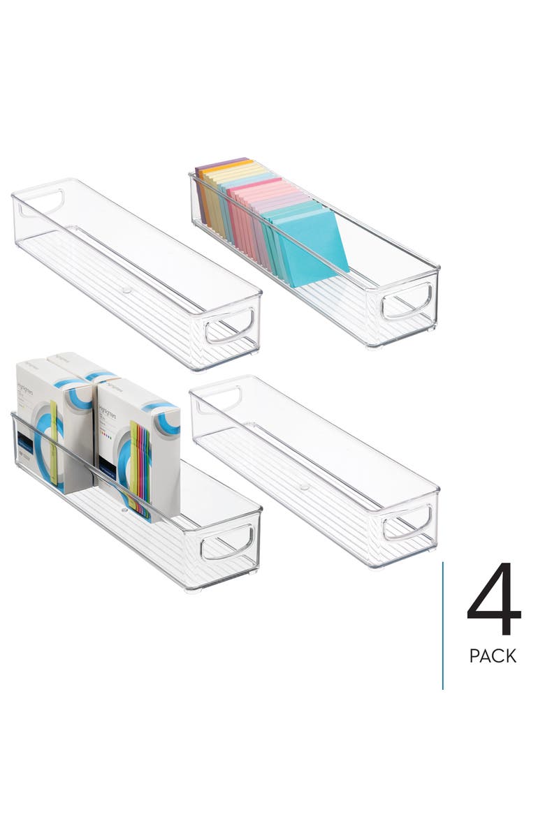 iDesign Stackable Pantry Storage Bins with Handles, Set of 4, Clear, Made in USA, Alternate, color, Clear