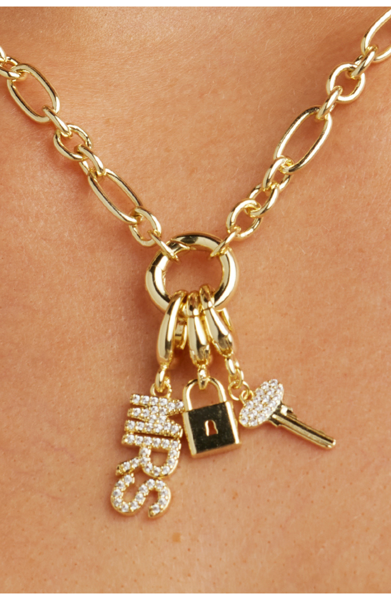 Untamed Petals Lock Charm, Alternate, color, Gold