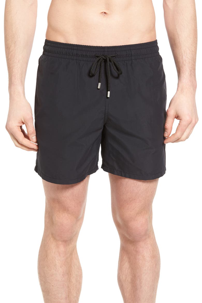 Men's Solid Swim Trunks, Main, color, BLACK