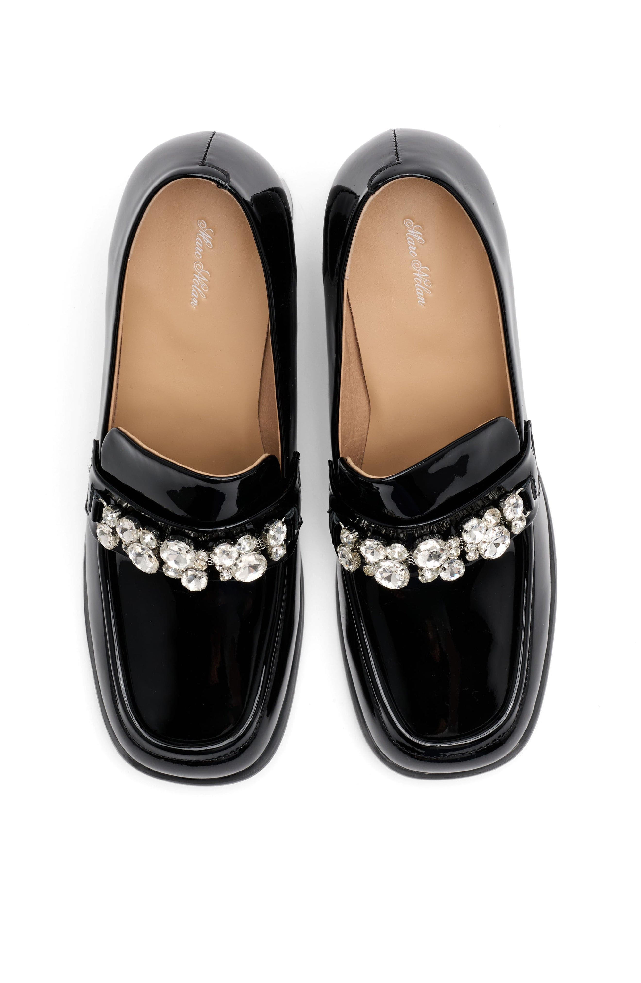 MARC NOLAN Margot Patent Leather Penny Loafer Block Pumps, Alternate, color, Black