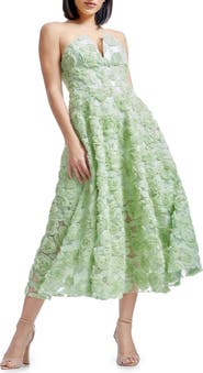 Dress the Population Briella Rosette Strapless Fit & Flare Dress