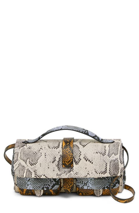 Rebel Snake Embossed Leather Crossbody Bag