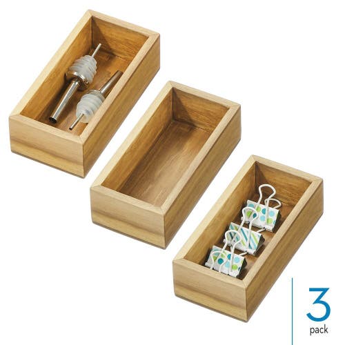 Idesign Acacia Wood Small Kitchen Drawer Organizer In Brown