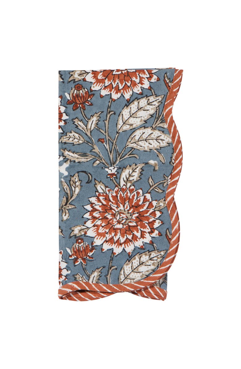 Danica Brands Dahlia Block Print Napkins - Set of 12, Alternate, color, Blue