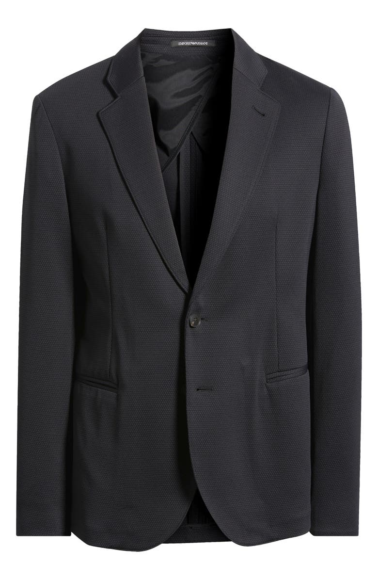Emporio Armani Black Textured Stretch Nylon Sport Coat, Alternate, color, Solid Black