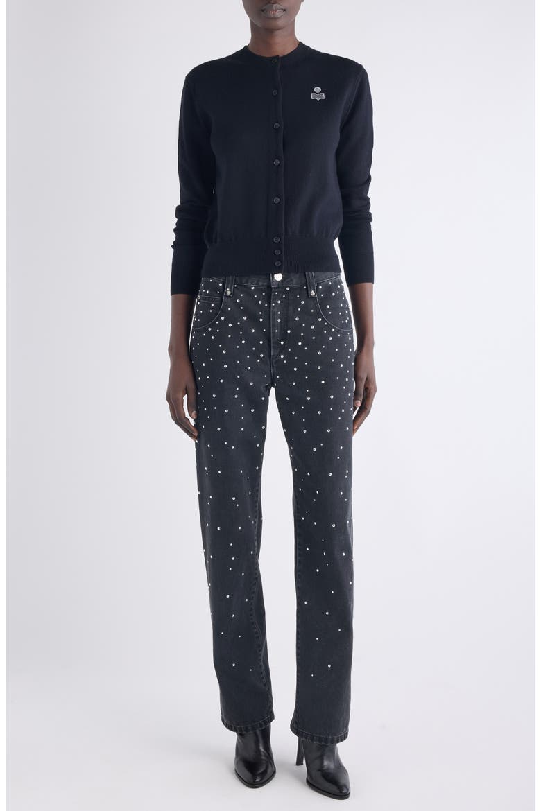 Mona Embroidered Cardigan, Alternate, color, BLACK