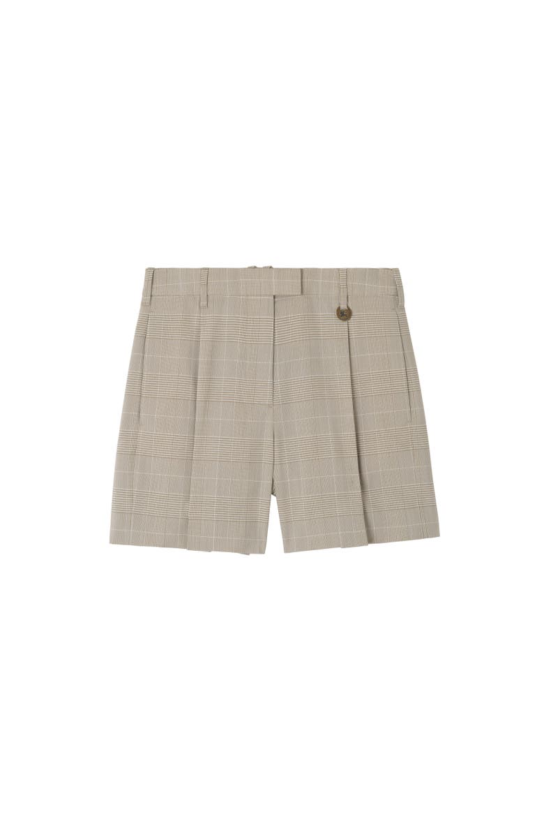 Burberry Check Wool Tailored Shorts, Alternate, color, Cloudy White/Mountain Green
