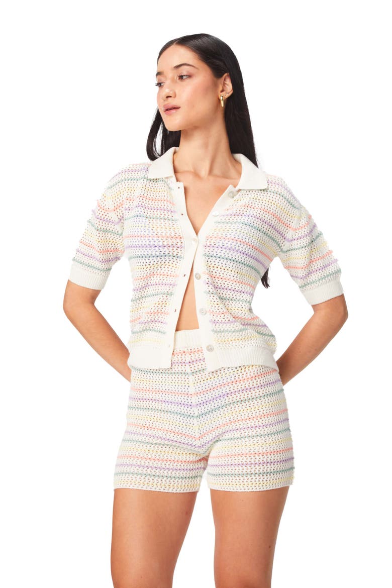 Maya Stripe Cover-Up Shorts, Alternate, color, MULTICOLOR