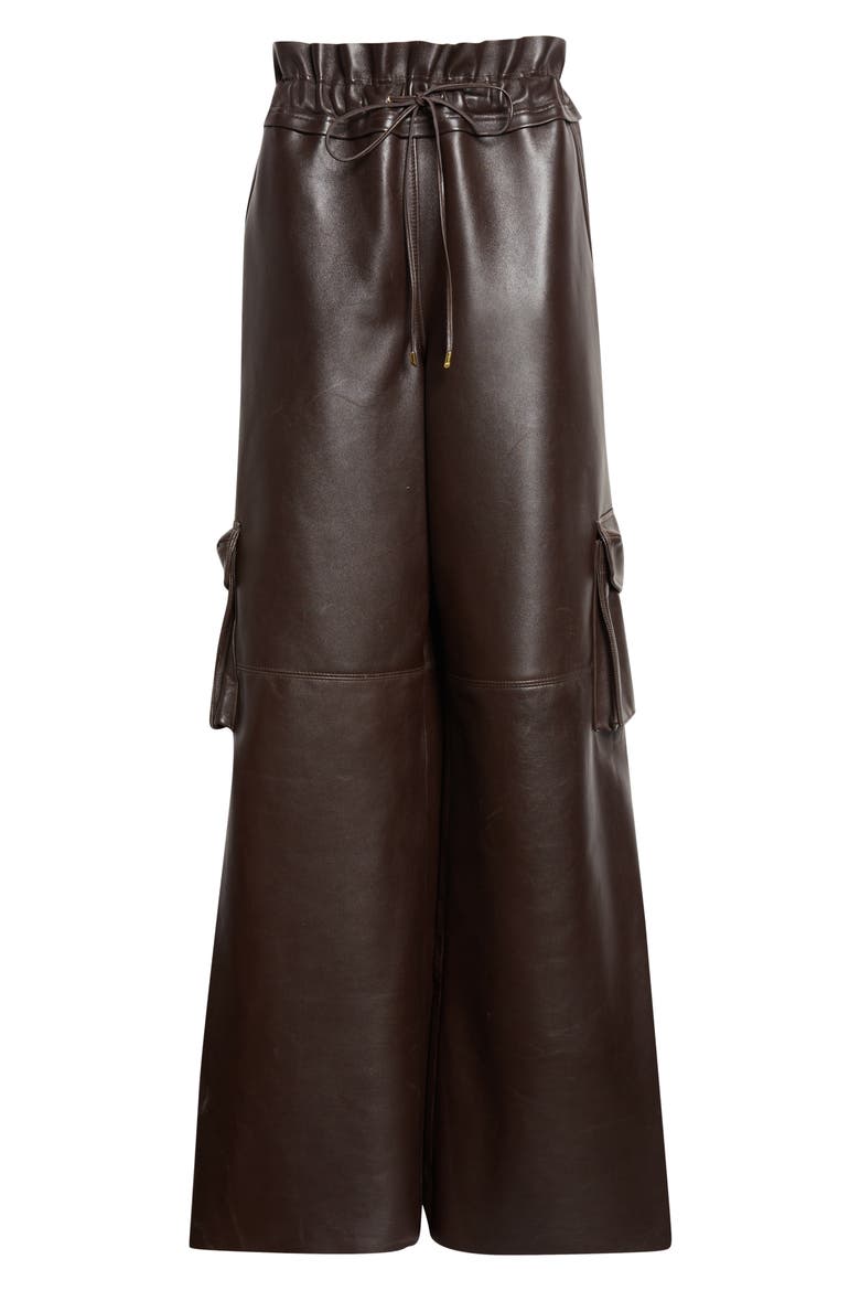 Utility Wide Leg Leather Pants, Alternate, color, CHOCOLATE