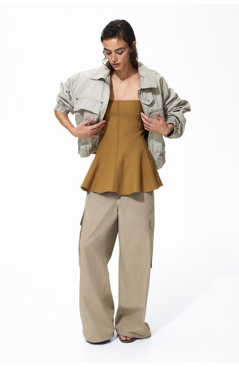 H&M Peplum Tube Top, Alternate, color, Beige