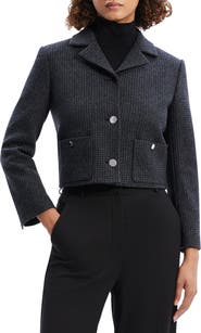 Theory Check Recycled Wool Blend Crop Jacket
