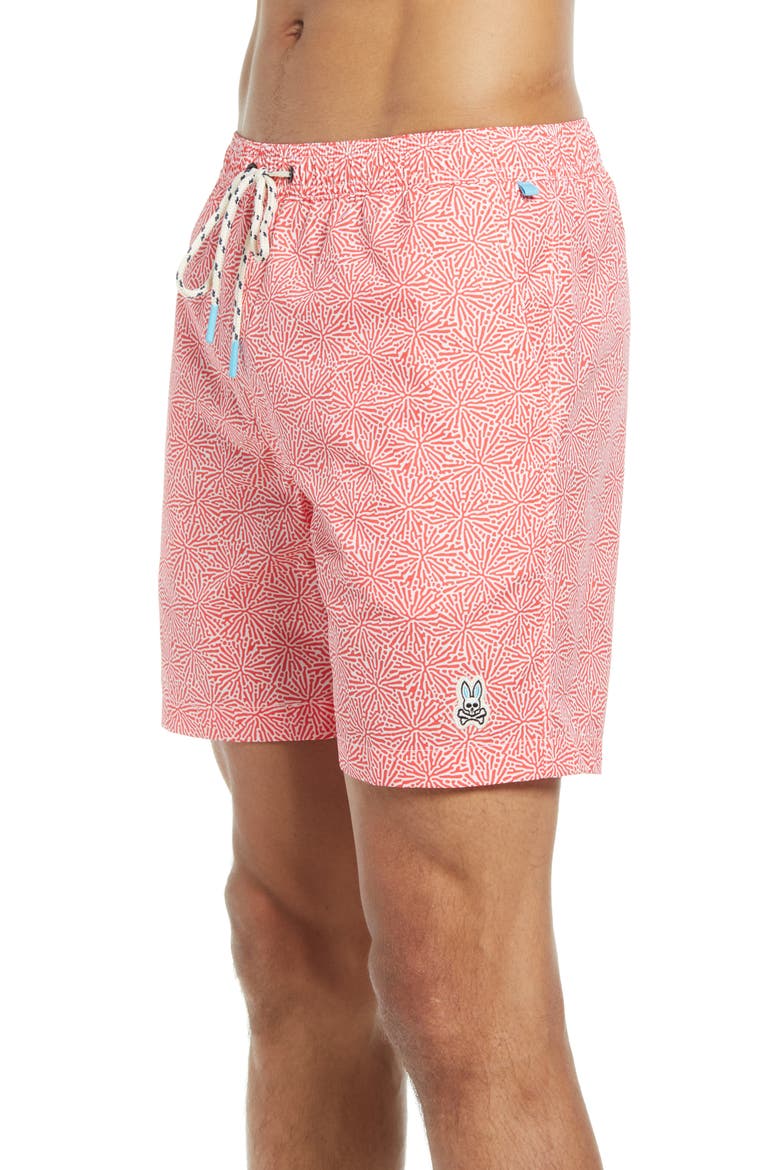 Coral Print Swim Trunks, Alternate, color, GRAPEFRUIT