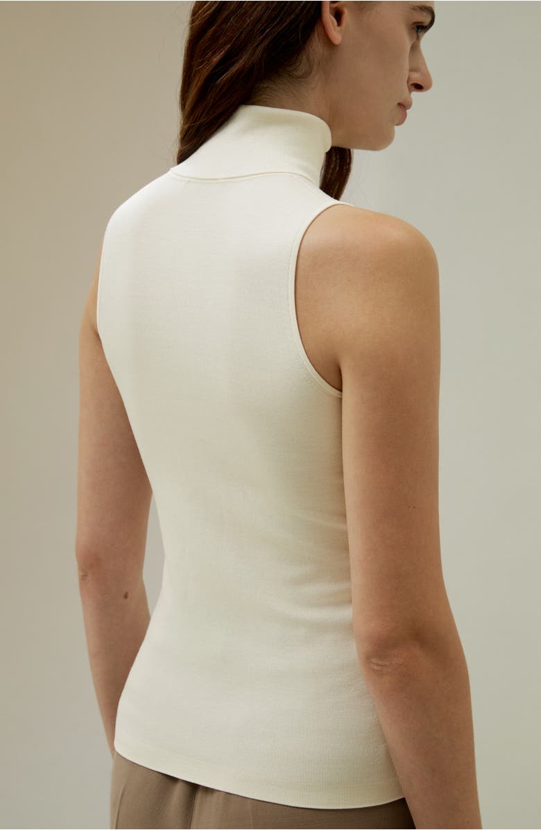 Lilysilk Women's Minimalist Sleeveless Turtleneck Silk-Nylon Top, Alternate, color, White