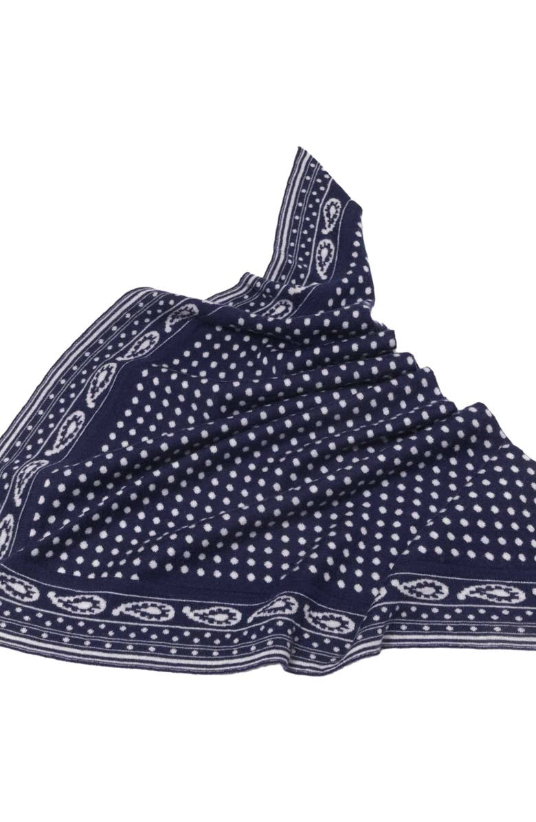maje Reversible triangle scarf, Alternate, color, Navy Polka Dot Bandana Print