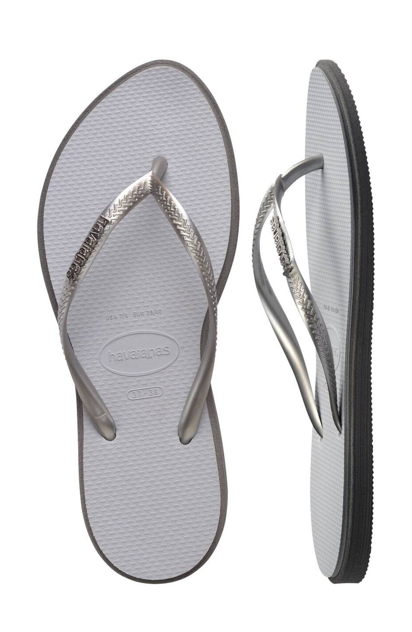 Slim Pointed Toe Flip Flop, Alternate, color, STEEL GREY