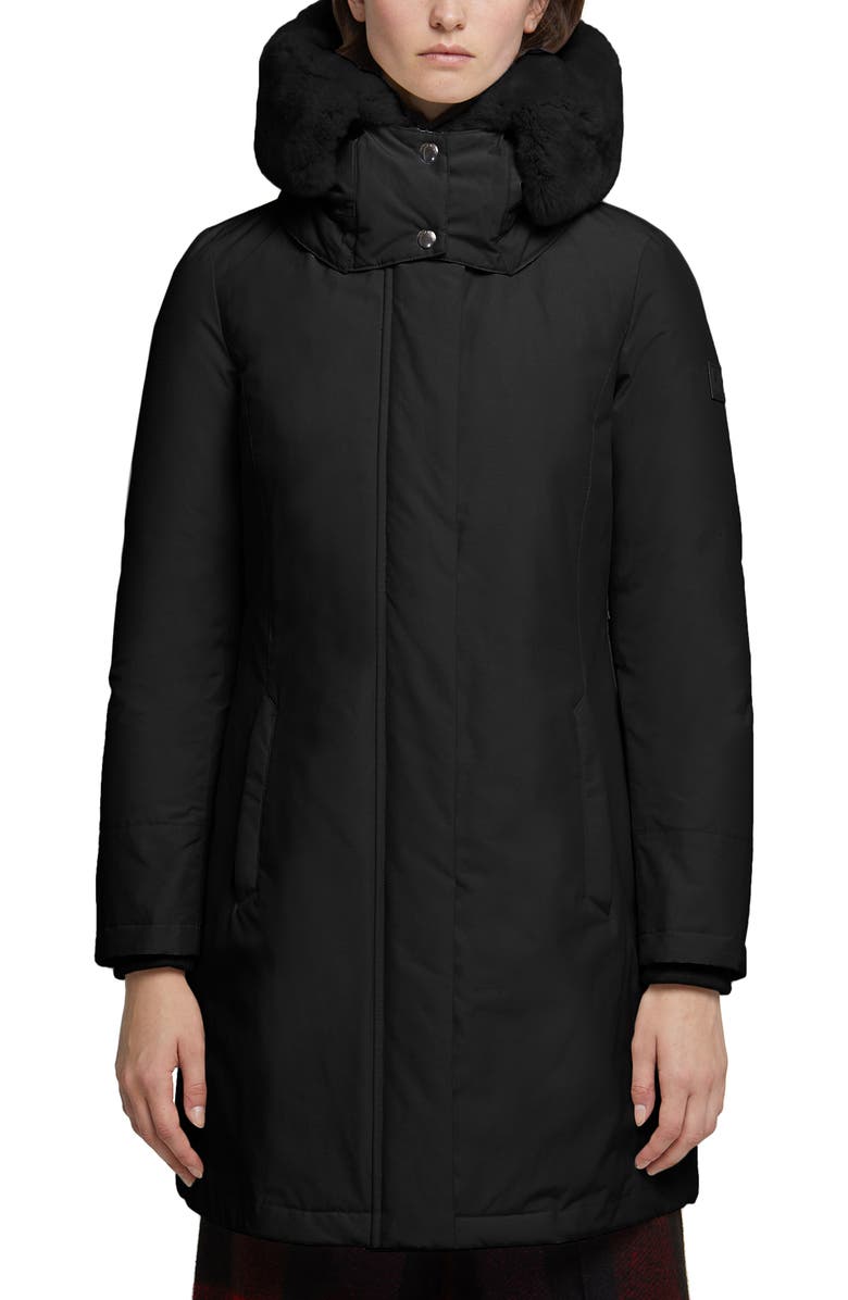 Woolrich Bow Bridge Genuine Rabbit Fur Trim Down Parka, Main, color, 