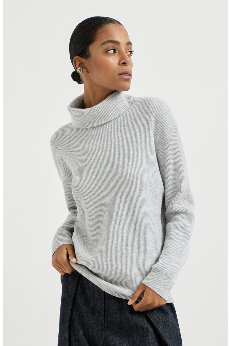 Cashmere English rib sweater, Main, color, Light Grey