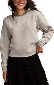 Lucky Brand Beaded Crewneck Sweatshirt